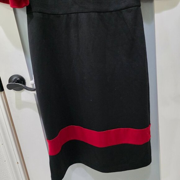 London Times Women’s 14P Colorblock Dress Black White Red | Short Sleeve V-Neck - Picture 8 of 13